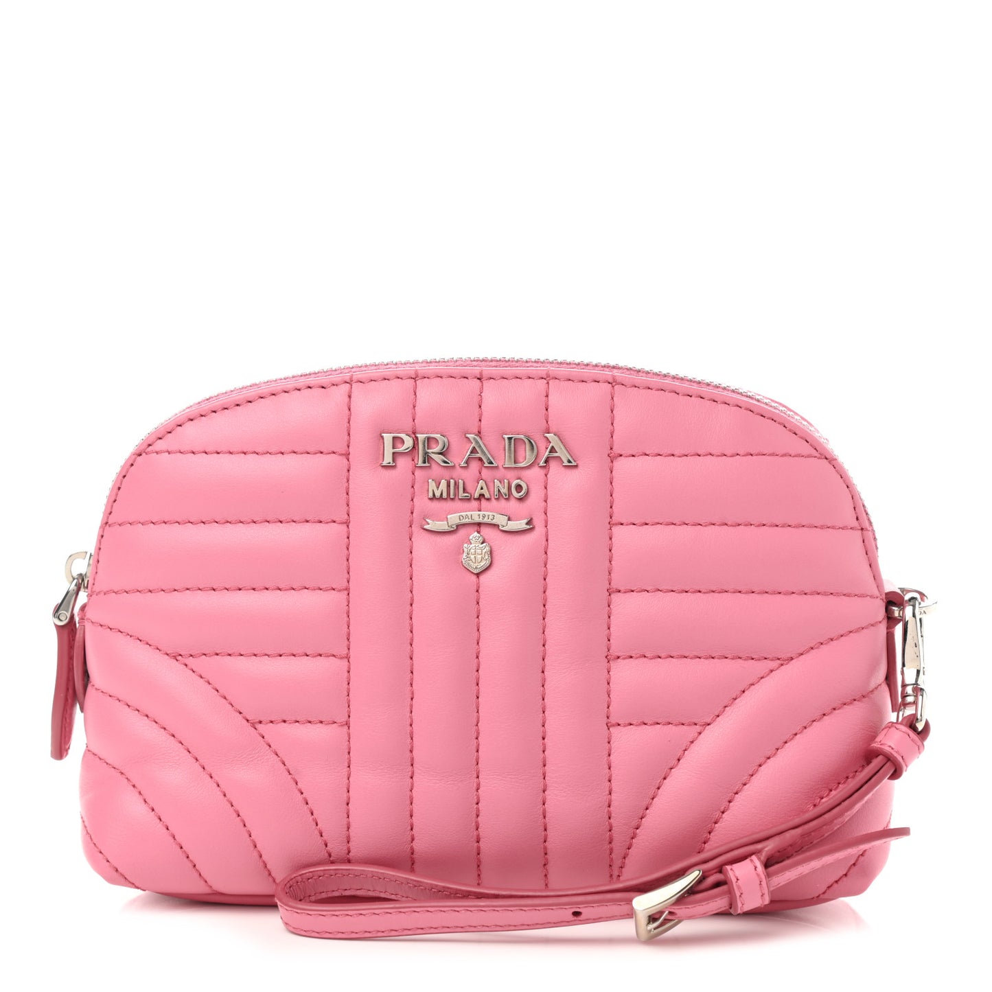 Soft Calfskin Diagramme Wristlet Pouch Bag Begonia
