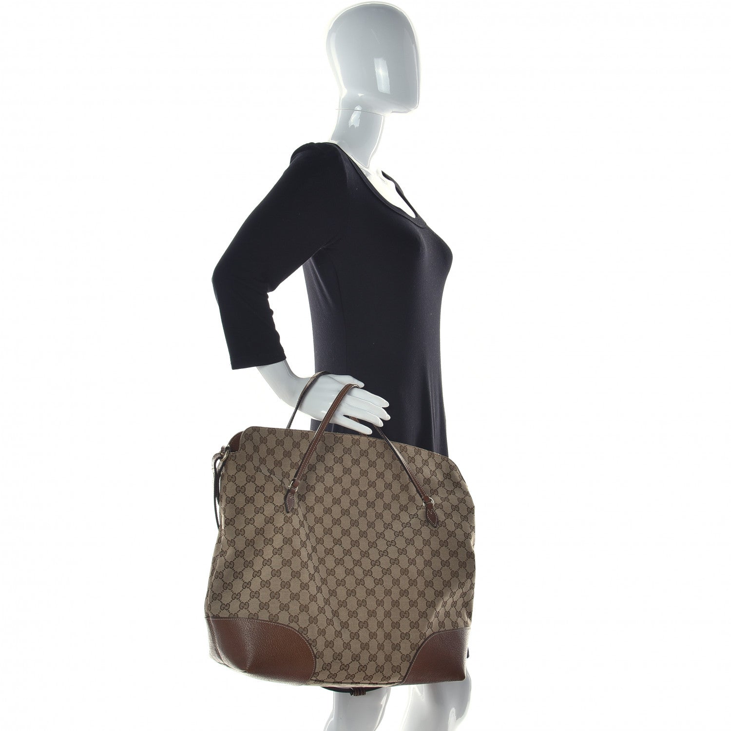 Gucci Monogram Large Bree Foldover Tote Beige Tabacco 2 of 15