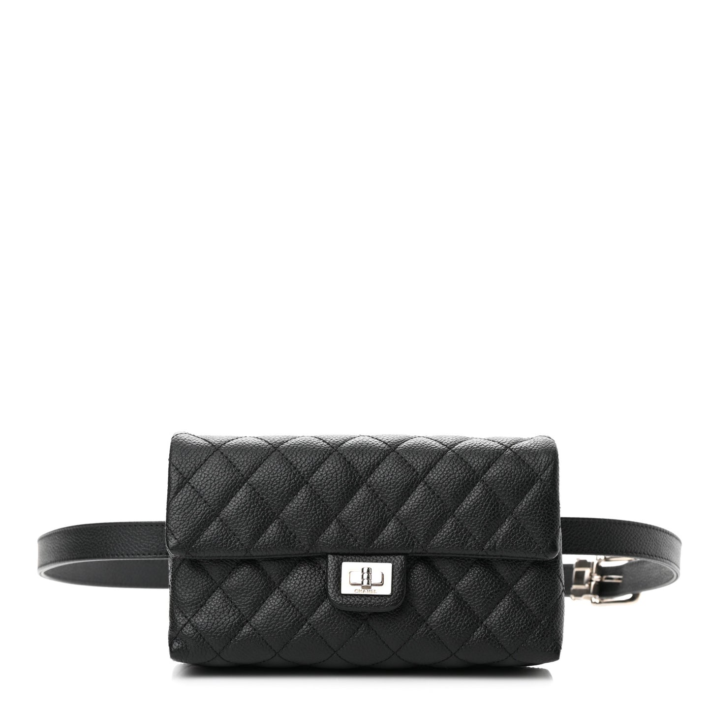 Grained Calfskin Quilted 2.55 Reissue Flap Belt Bag Clutch Black