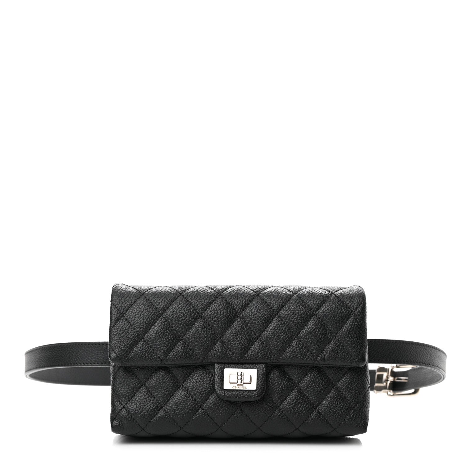 Chanel Grained Calfskin Quilted 2.55 Reissue Flap Belt Bag Clutch Black 1 of 11