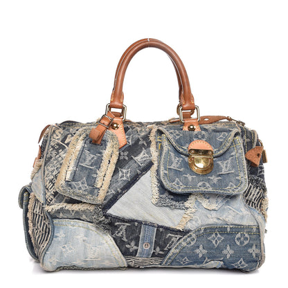 Louis Vuitton Denim Patchwork Speedy 30 Blue 1 of 9