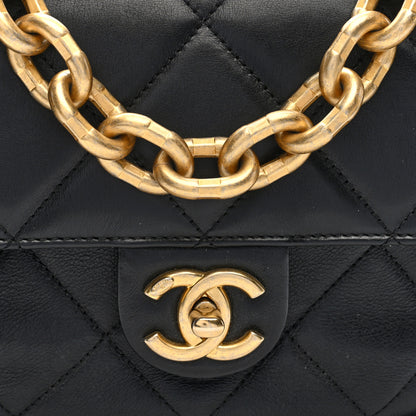 Chanel Lambskin Quilted Mini Chain Flap Messenger Bag Black 8 of 10