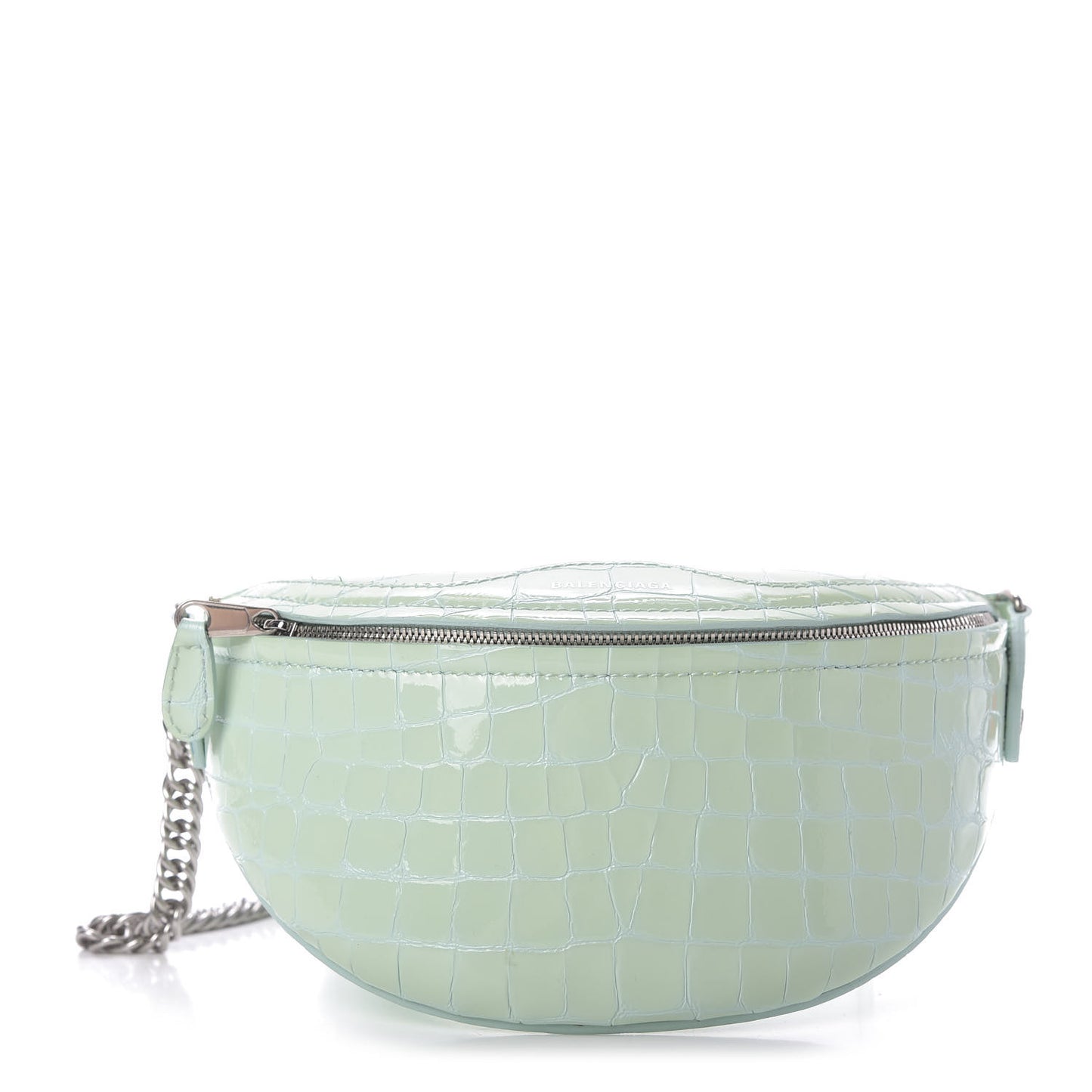 Shiny Calfskin Crocodile Embossed XXS Souvenir Belt Bag Green