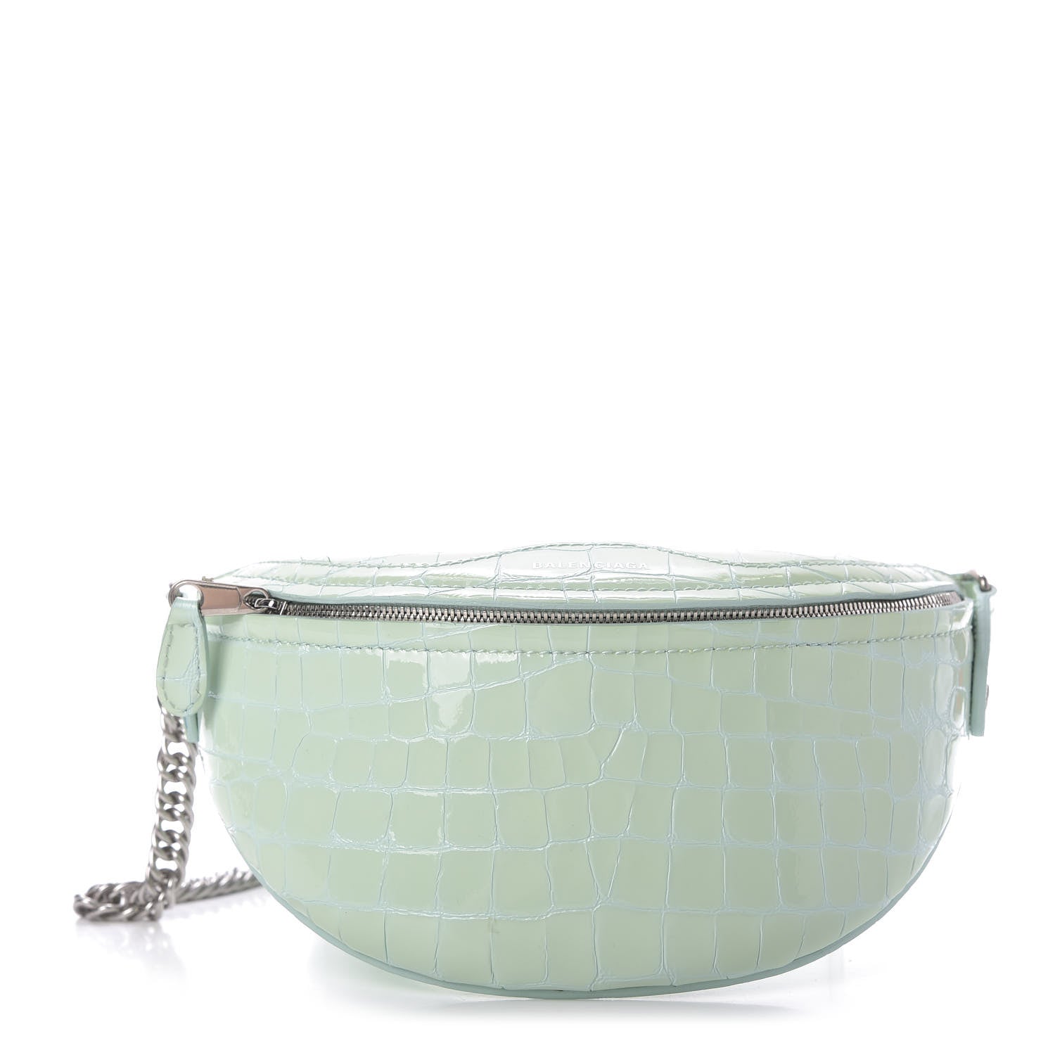 Balenciaga Shiny Calfskin Crocodile Embossed XXS Souvenir Belt Bag Green 1 of 13
