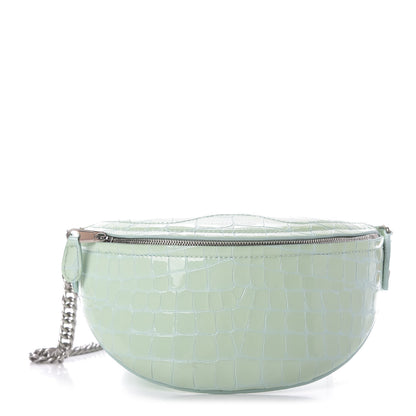 Balenciaga Shiny Calfskin Crocodile Embossed XXS Souvenir Belt Bag Green 1 of 13