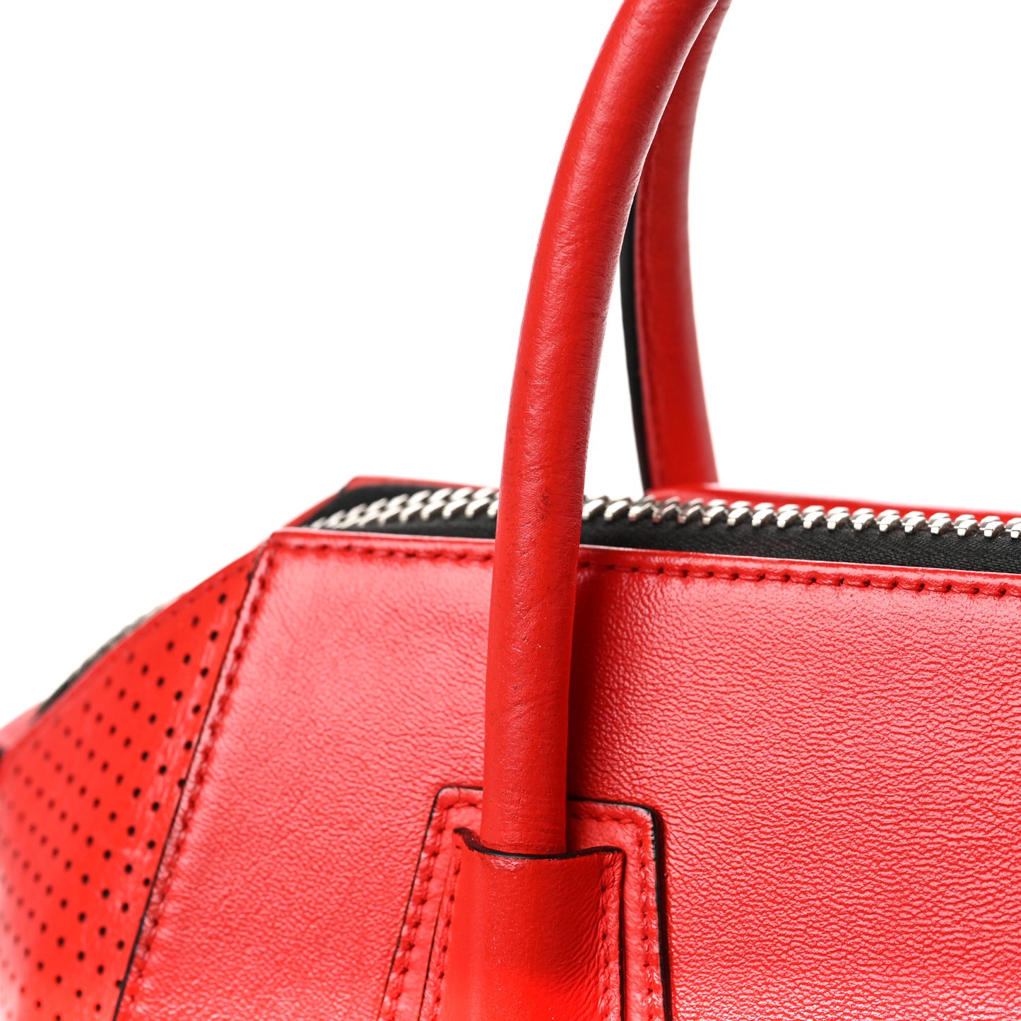 Lambskin Perforated Small Antigona Pop Red