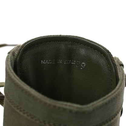 Prada Washed Denim Lace Up 110mm Ankle Boots 39 Militare 7 of 7