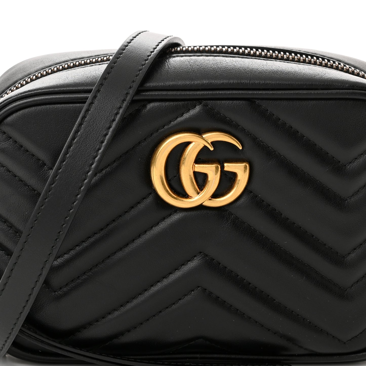Calfskin Matelasse Mini GG Marmont Chain Shoulder Bag Black