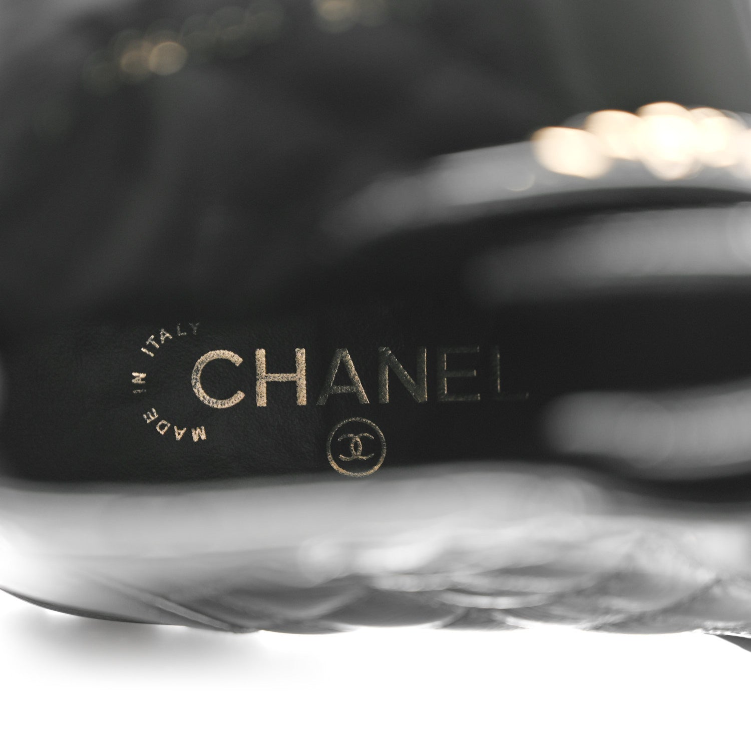 Chanel Shiny Lambskin Quilted Lace Up Combat Boots 38.5 Black 9 of 10