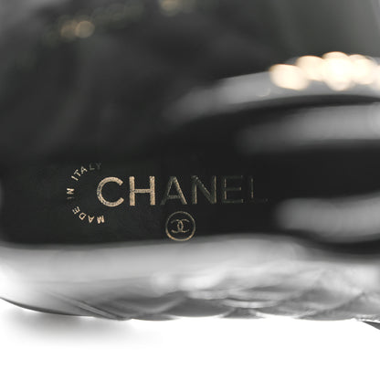 Chanel Shiny Lambskin Quilted Lace Up Combat Boots 38.5 Black 9 of 10