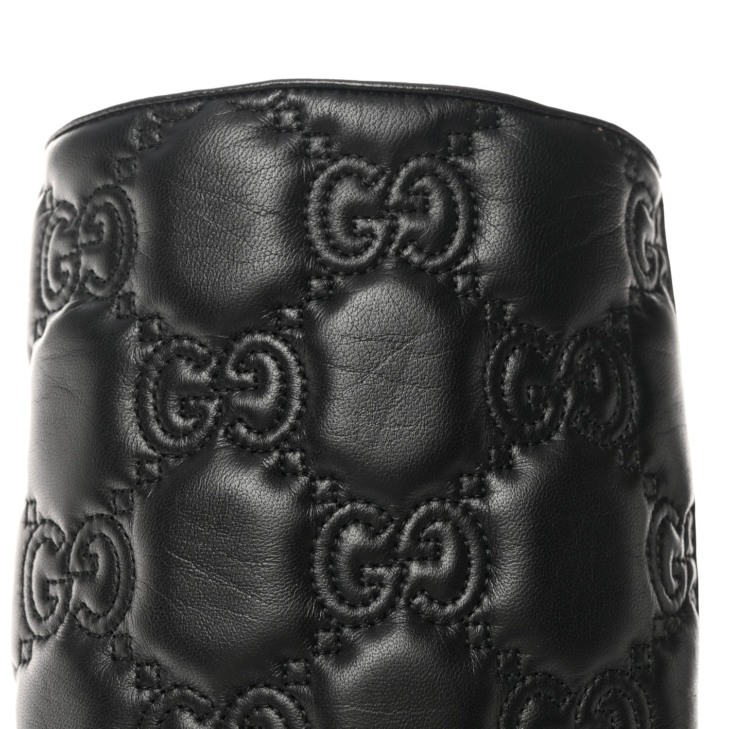 Gucci Cordovan Lux Nappa GG Matelasse 60mm Knee High Boots 37.5 Black 14 of 18
