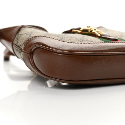 Gucci GG Supreme Monogram Azalea Calfskin Web Mini Jackie 1961 Hobo Beige Ebony Brown Sugar 8 of 10