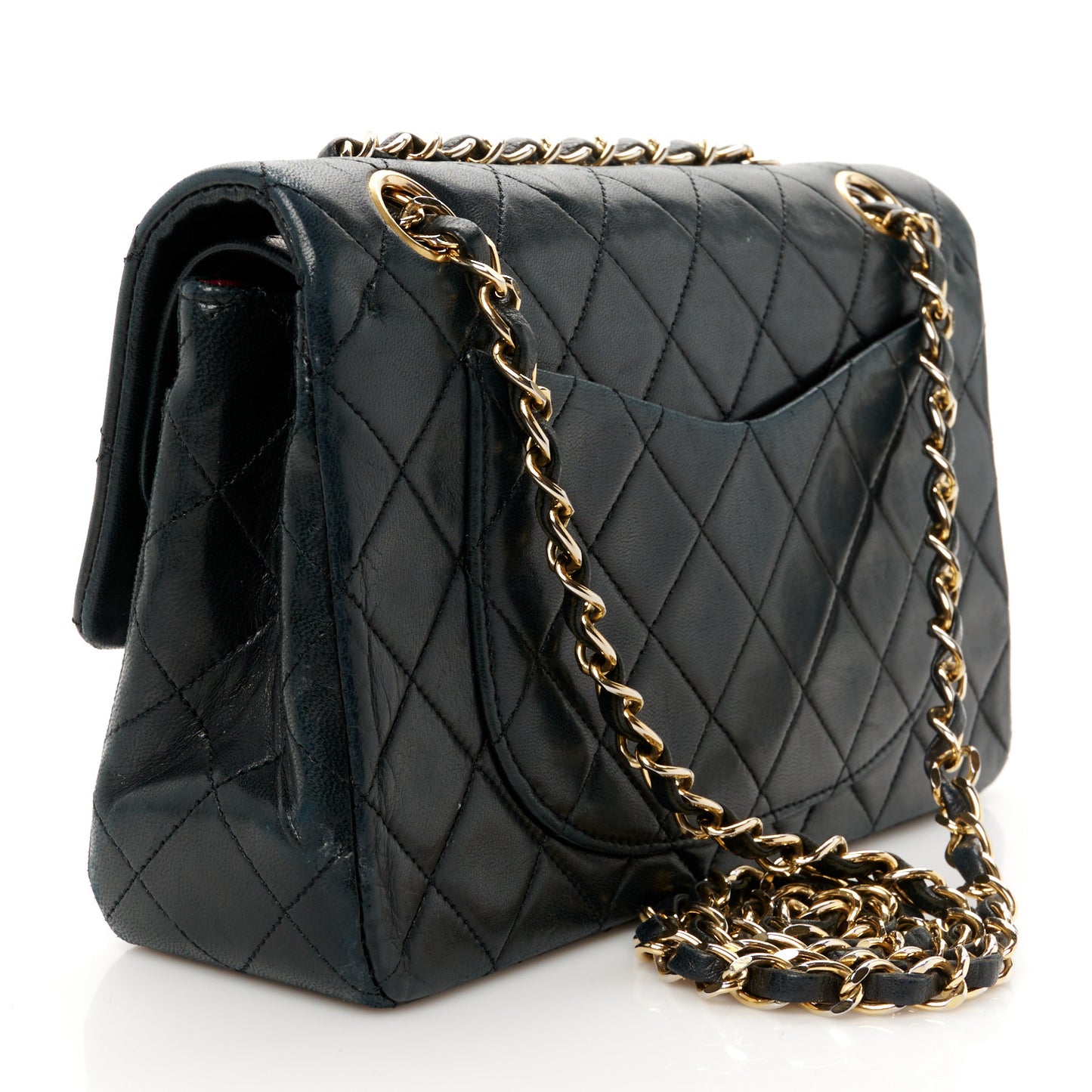 Lambskin Quilted Small Double Flap Black
