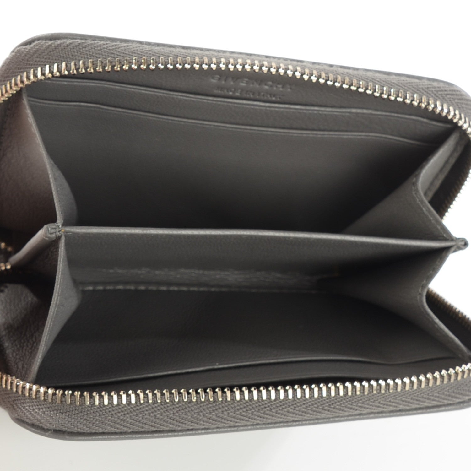 Givenchy Lambskin Shark Lock Zip Around Compact Wallet Grey 5 of 7