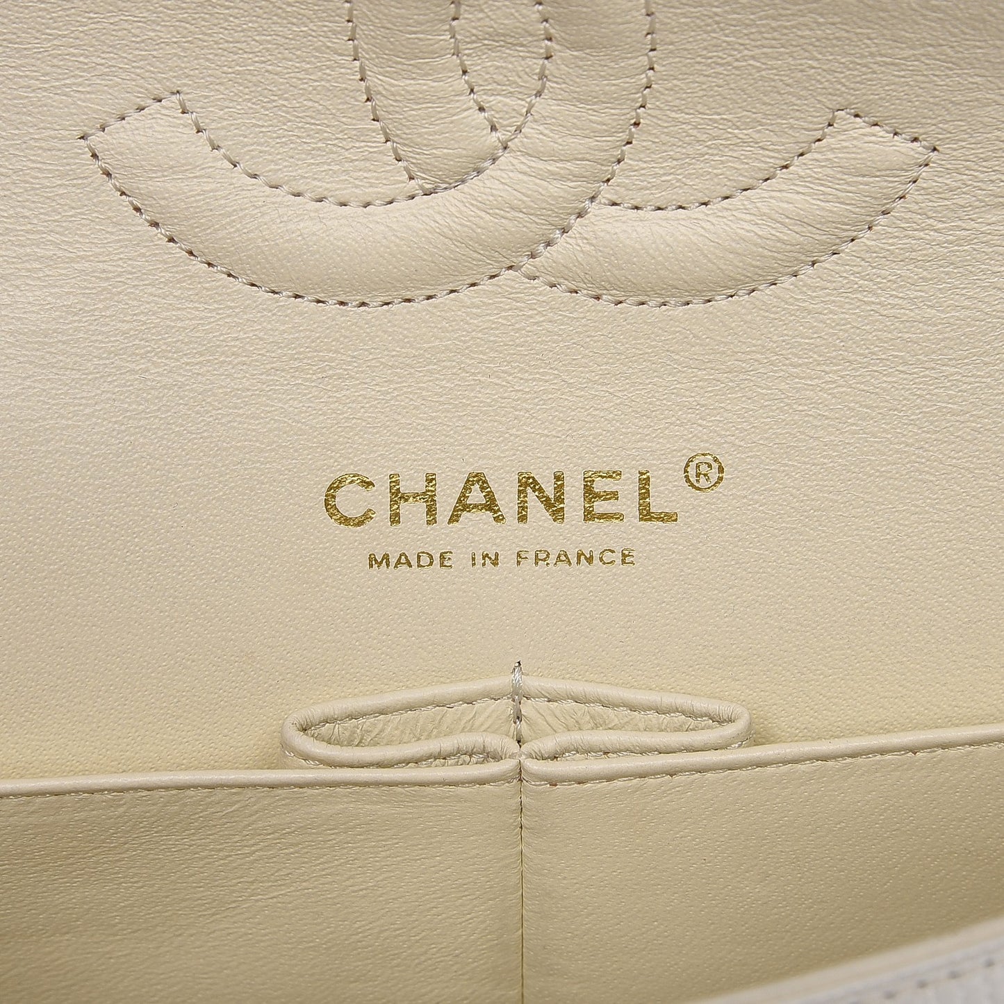 Caviar Quilted Medium Double Flap White