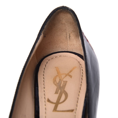 Saint Laurent Patent Crocodile Embossed Tribtoo 80 Pumps 37 Black 9 of 14