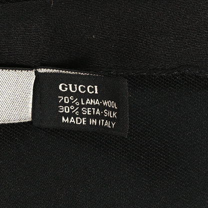 Gucci Wool Silk GG Monogram GGNat Scarf Black 3 of 3