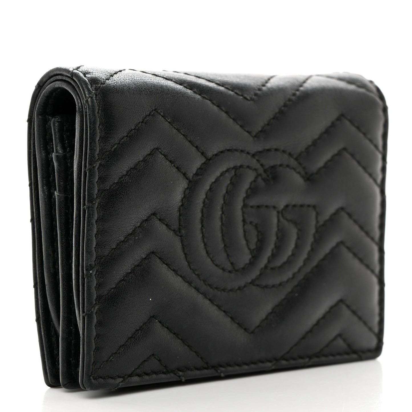 Calfskin Matelasse GG Marmont Card Case Wallet Black