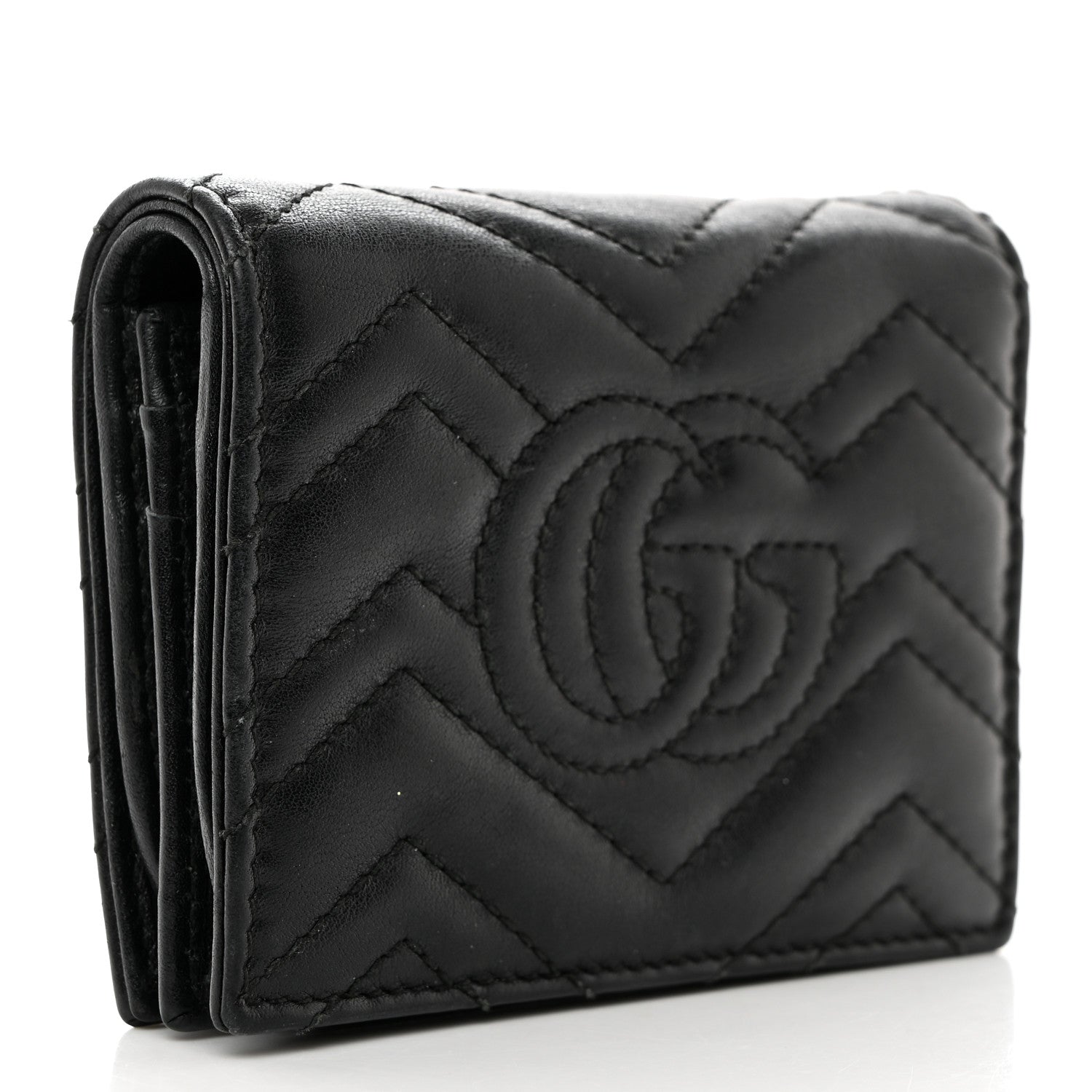 Gucci Calfskin Matelasse GG Marmont Card Case Wallet Black 3 of 7