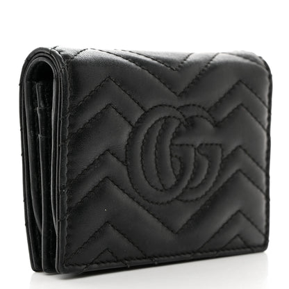 Gucci Calfskin Matelasse GG Marmont Card Case Wallet Black 3 of 7