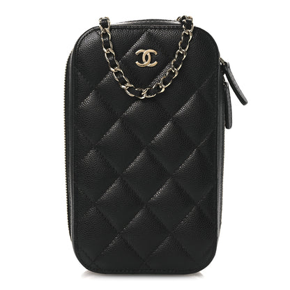 Chanel Caviar Quilted Phone Holder Wallet On Chain WOC Black 1 of 11