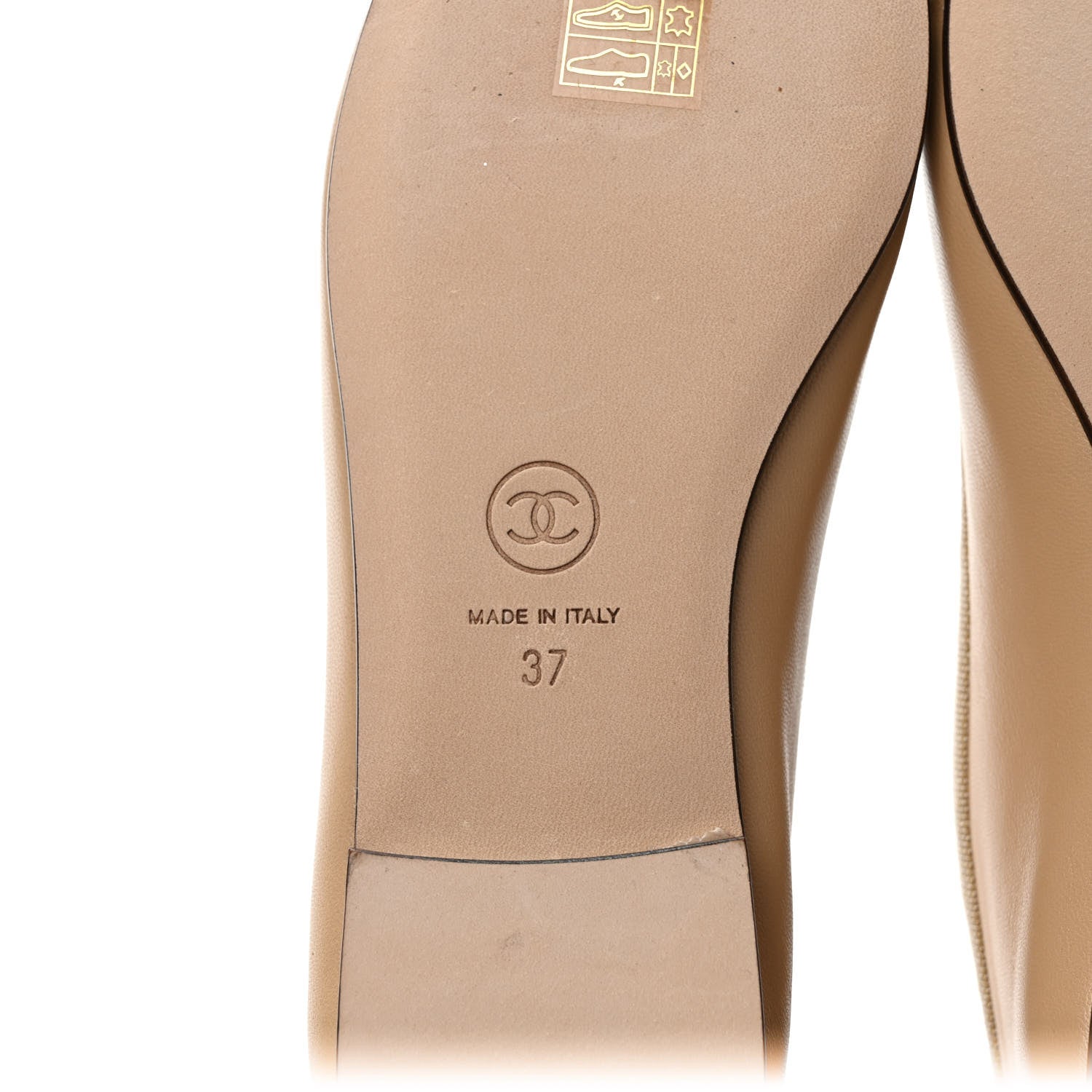 Chanel Lambskin Cap Toe CC Ballerina Flats 37 Beige Black 6 of 8
