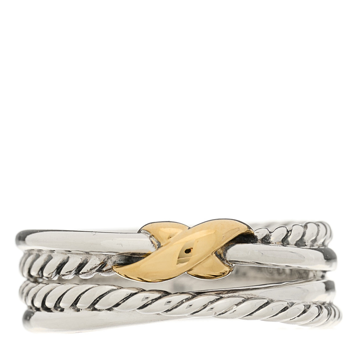 Sterling Silver 18K Yellow Gold 6mm X Crossover Ring 50 5.5