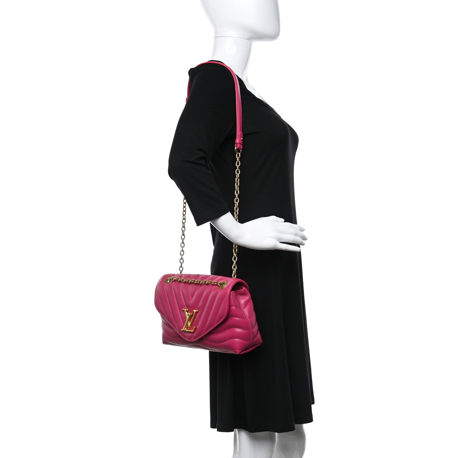 Louis Vuitton Calfskin LV New Wave Chain Bag Rose Freesia 2 of 9
