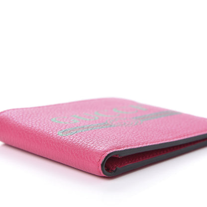 Gucci Grained Calfskin Logo Bi-Fold Wallet Box Pink Green 9 of 11