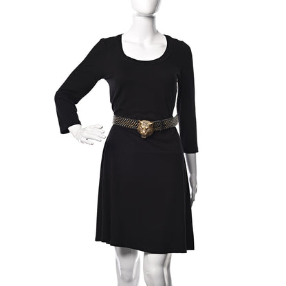 Gucci Calfskin Studded Feline Belt 90 36 Black 2 of 6