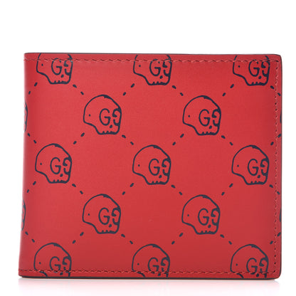 Gucci Calfskin GucciGhost Hamlet Skull Wallet Hibiscus Red 1 of 8