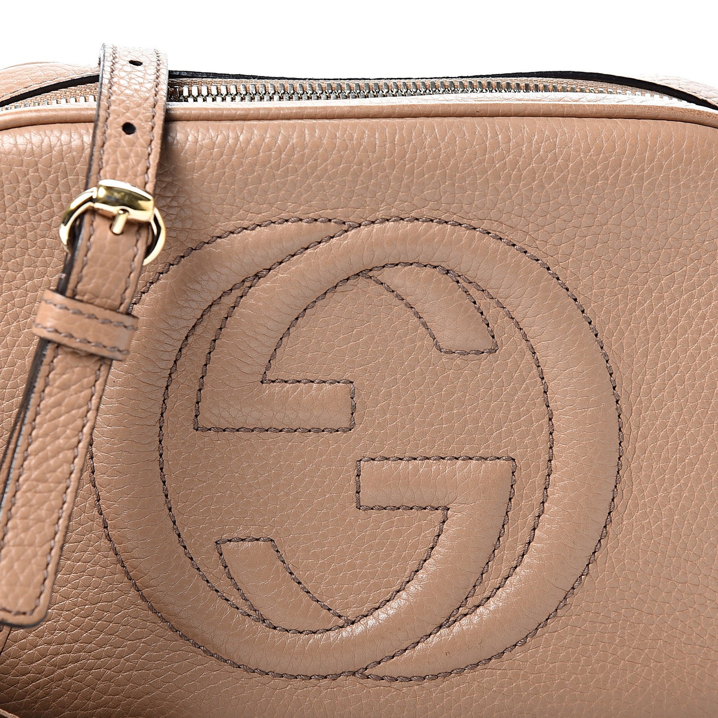 Pebbled Calfskin Small Soho Disco Bag Rose Beige