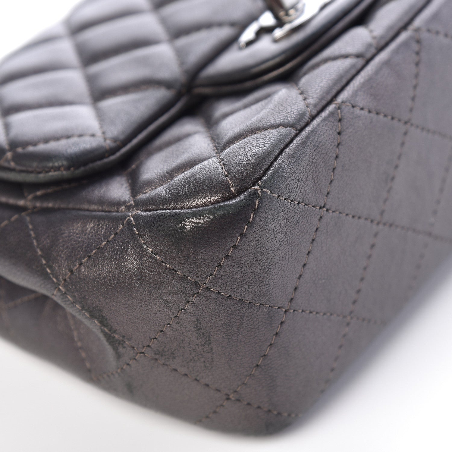 Chanel Metallic Lambskin Quilted Mini Square Flap Grey 8 of 19