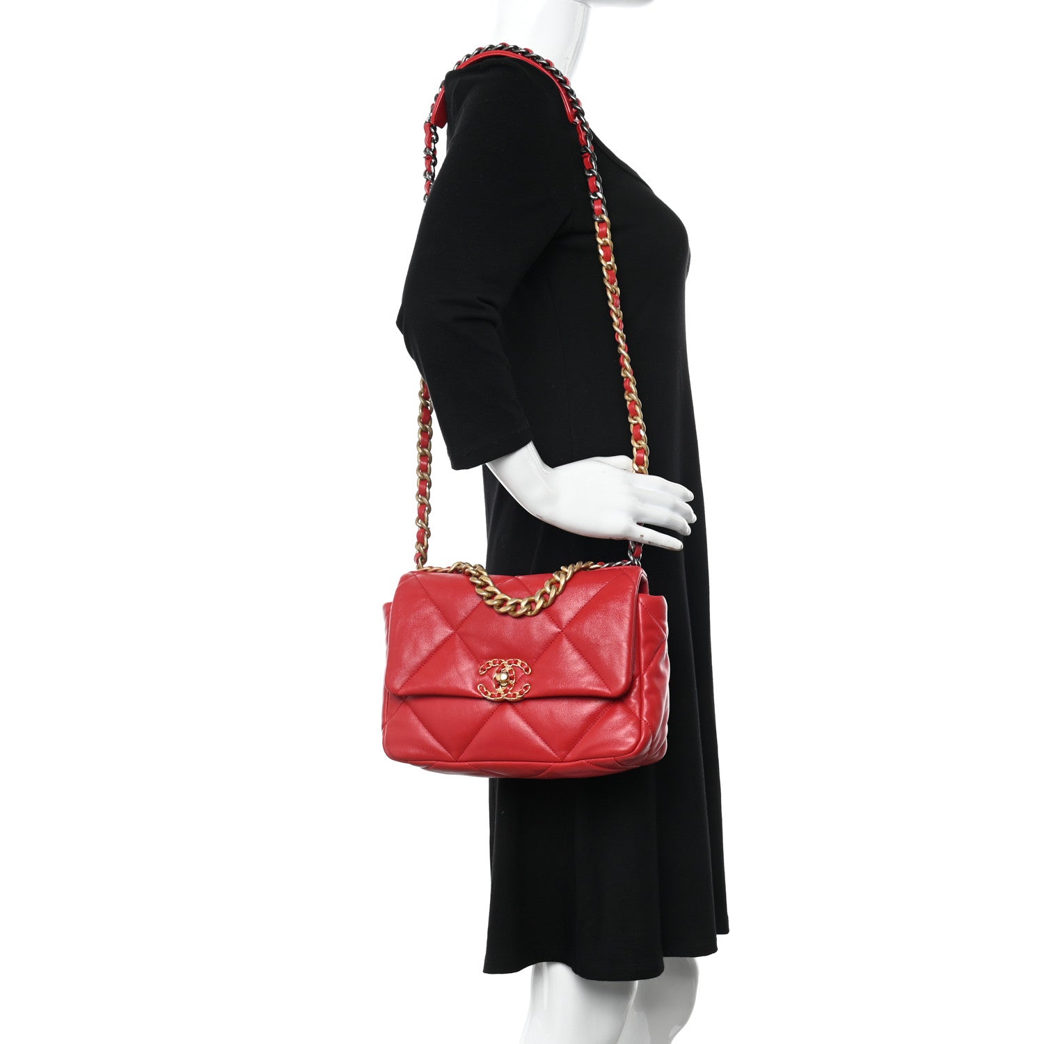 Chanel Goatskin Quilted Medium Chanel 19 Flap Red 2 of 12
