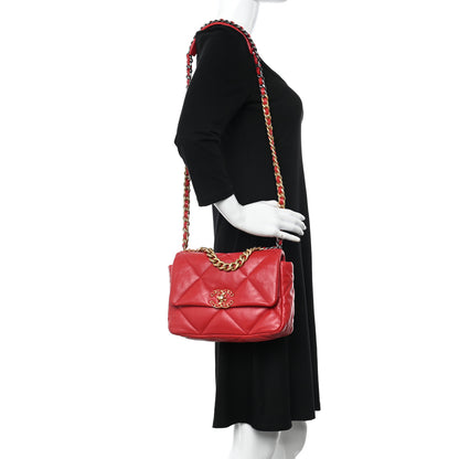 Chanel Goatskin Quilted Medium Chanel 19 Flap Red 2 of 12