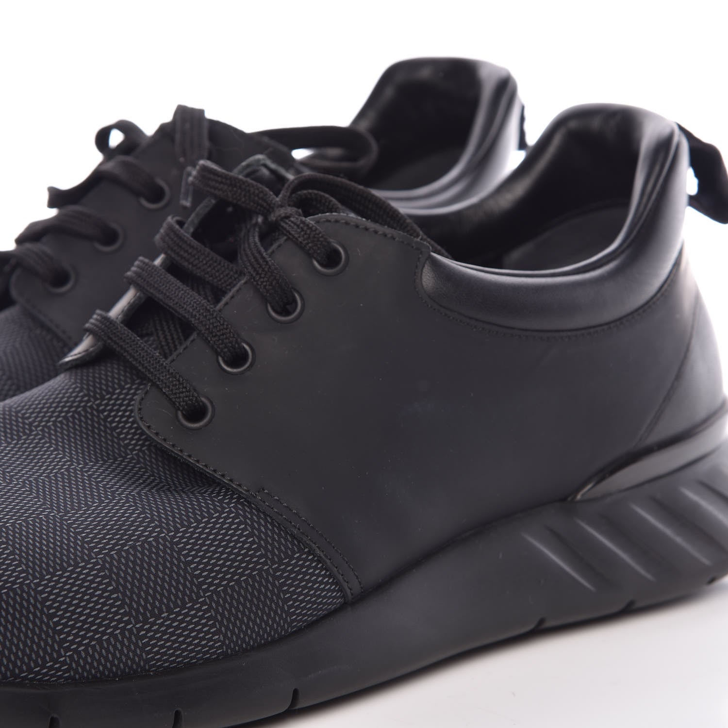 Louis Vuitton Calfskin Mesh Damier Fastlane Low Sneakers 10 Black 11 of 13