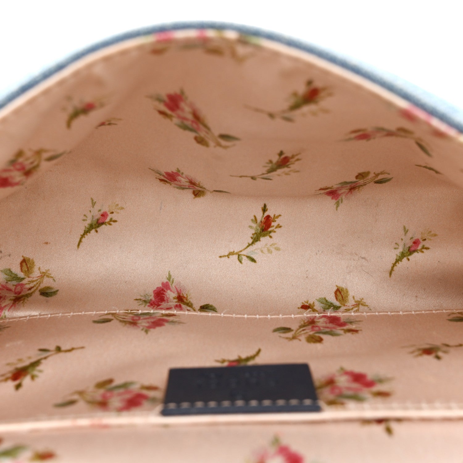 Gucci Denim Matelasse Floral Embroidered Mini GG Marmont Shoulder Bag Blue 5 of 15