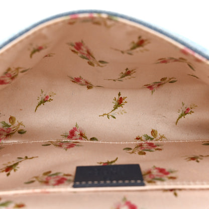 Gucci Denim Matelasse Floral Embroidered Mini GG Marmont Shoulder Bag Blue 5 of 15