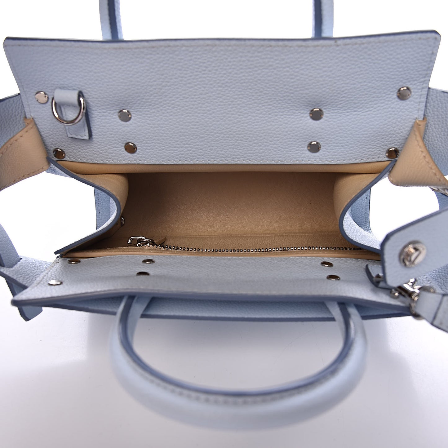 Grained Calfskin Mini Horizon Satchel Pale Blue