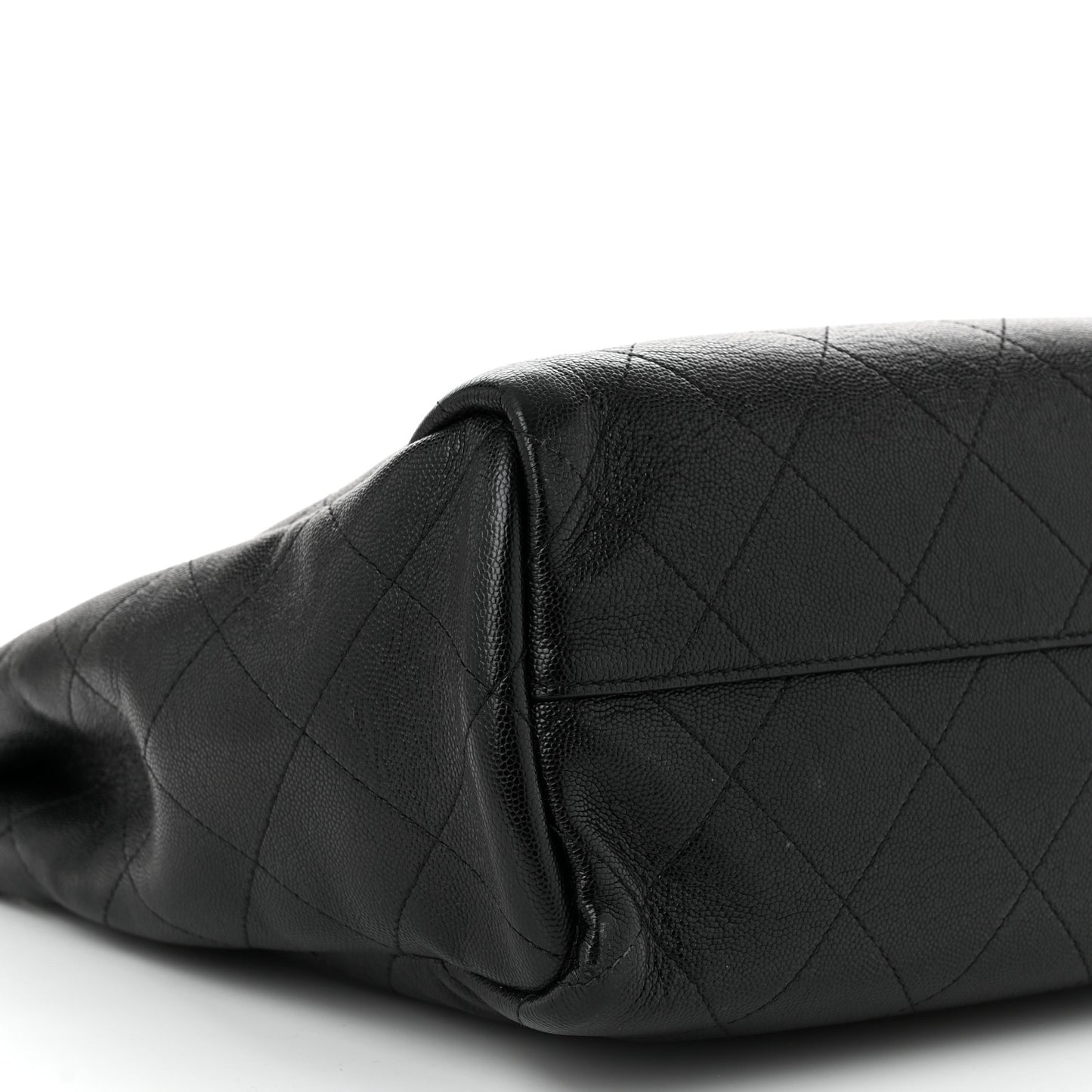 Caviar Stitched Medium Lady Coco Shopping Tote Black