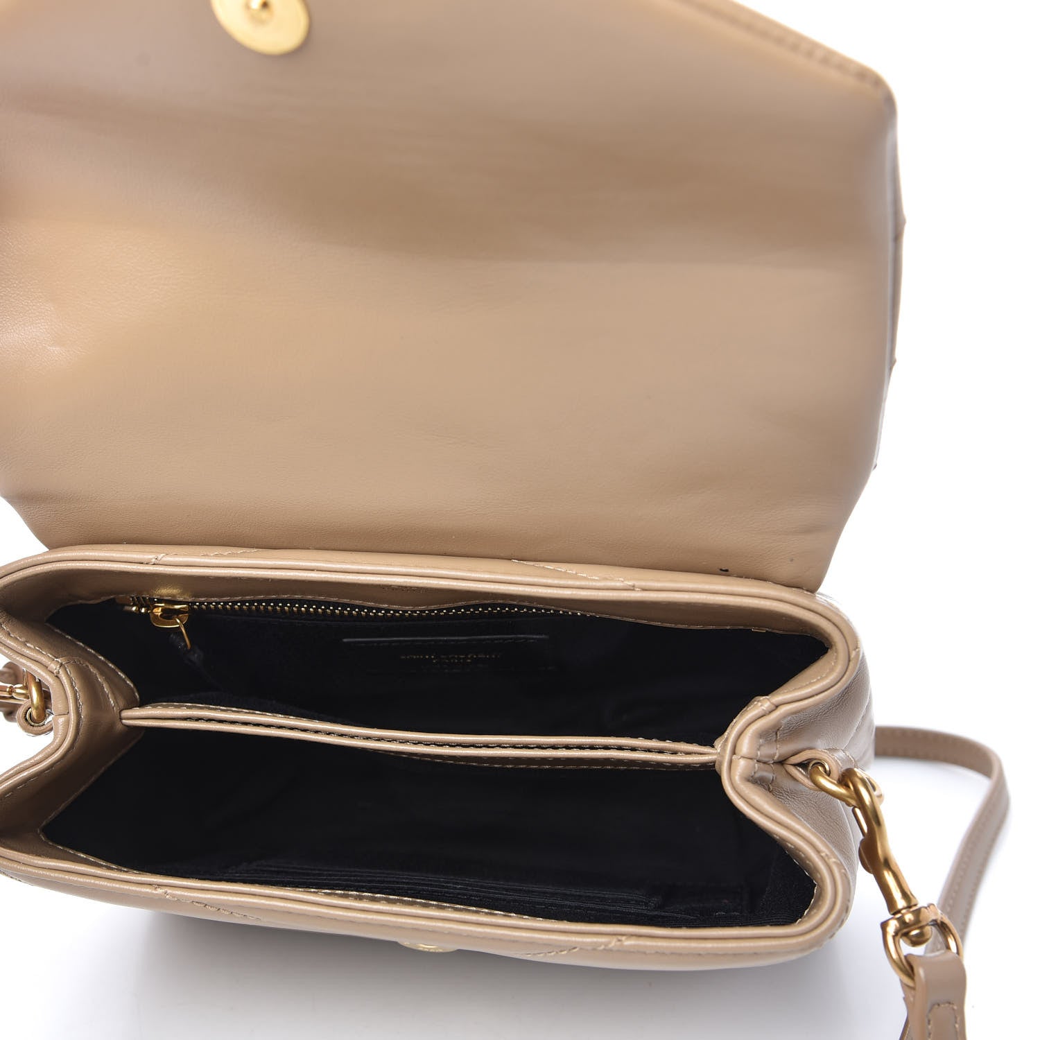 Saint Laurent Calfskin Y Quilted Monogram Toy Loulou Crossbody Bag Latte 5 of 11