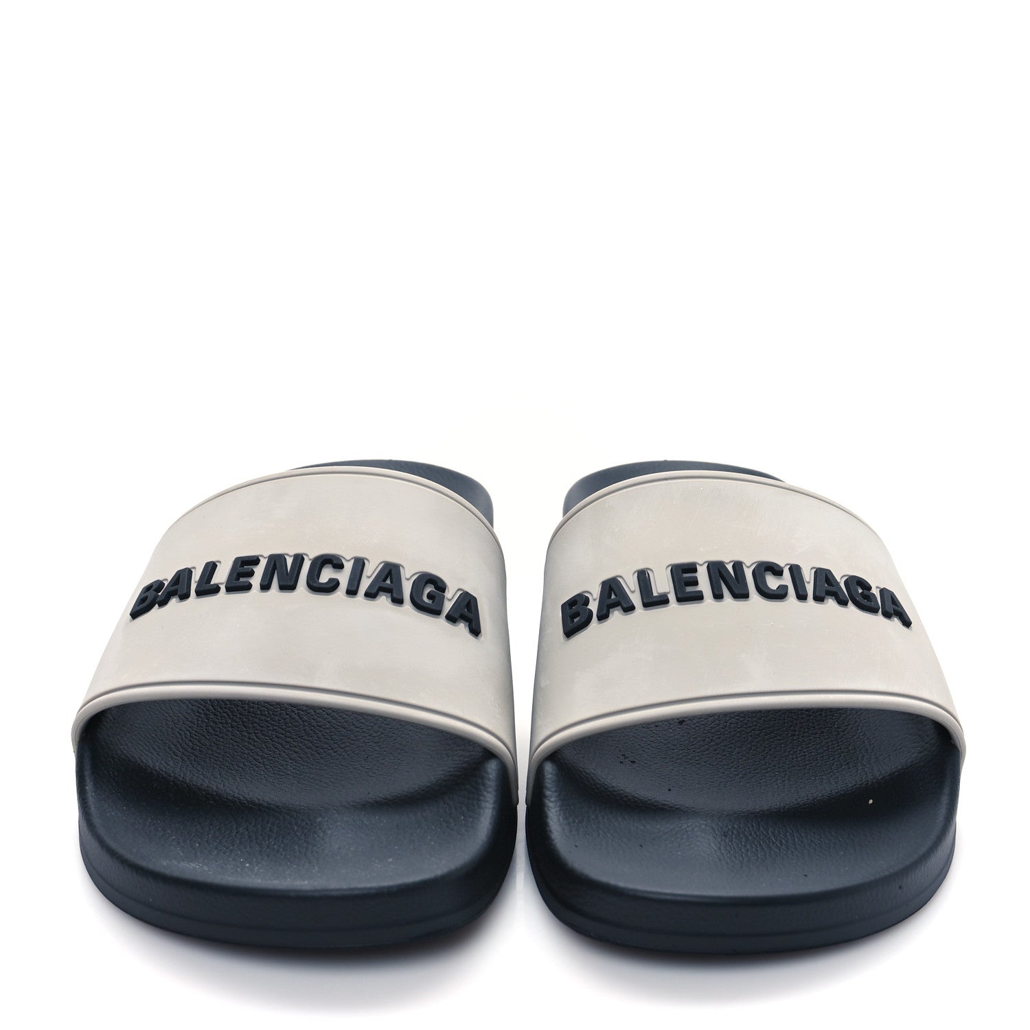 Balenciaga Rubber Womens Logo Pool Slide Sandals 37 Black Grey 2 of 8