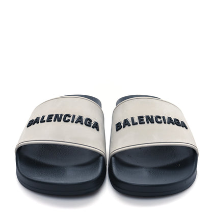 Balenciaga Rubber Womens Logo Pool Slide Sandals 37 Black Grey 2 of 8