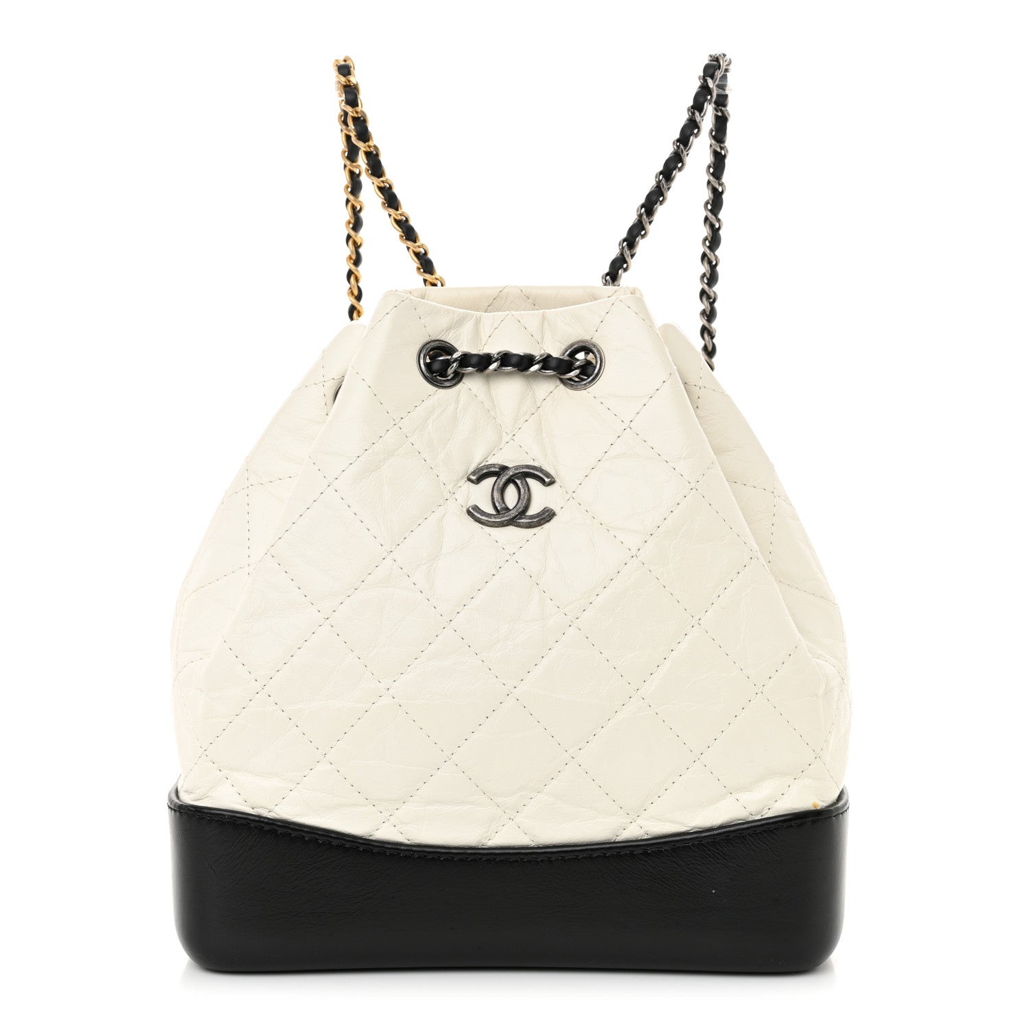 Chanel Aged Calfskin Quilted Small Gabrielle Backpack Black White 1 of 11