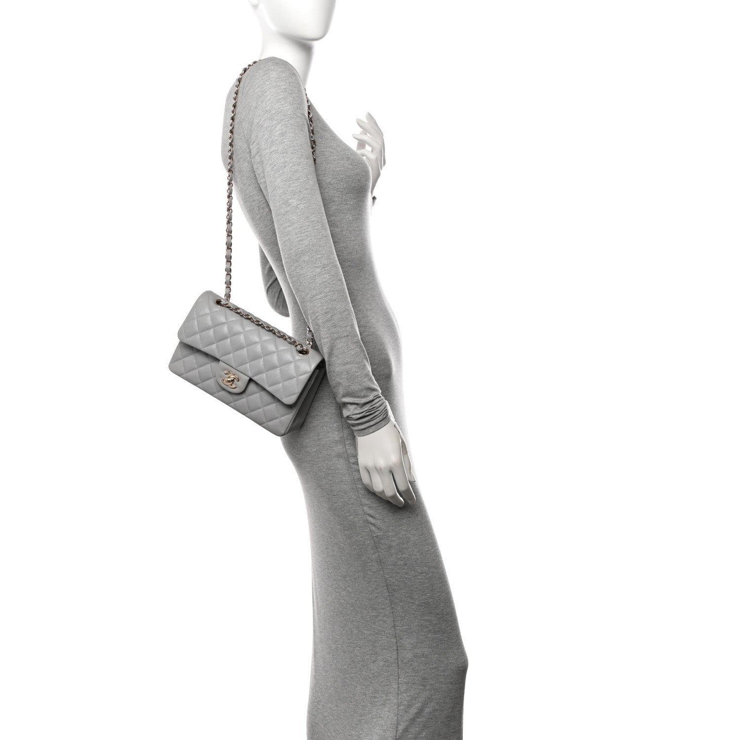 Chanel Caviar Quilted Small Double Flap Grey 2 of 14