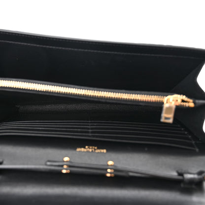 Saint Laurent Calfskin Crocodile Embossed Cassandre Wallet On Chain WOC Black 5 of 11