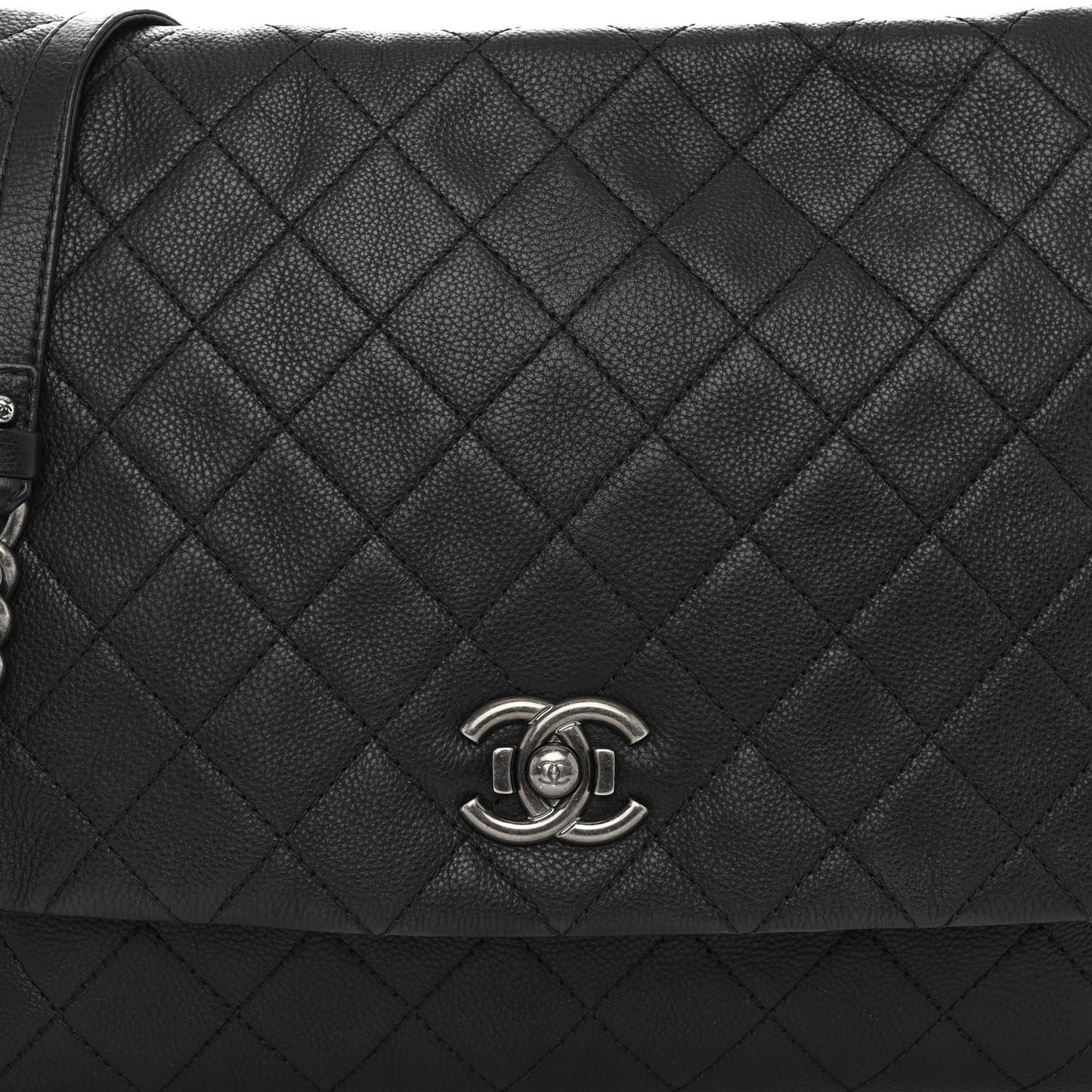 Calfskin Quilted Couture Messenger Black