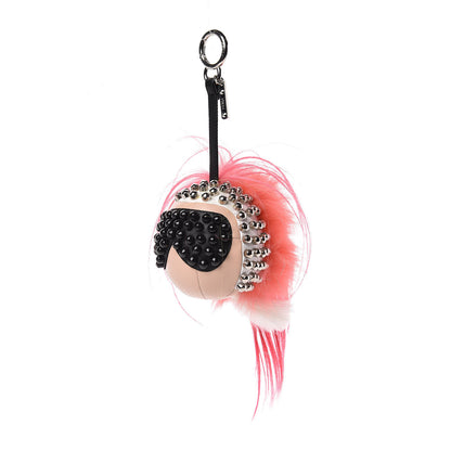 Fendi Lambskin Goat Fur Studded Punkarlito Bag Charm Azalea 1 of 3