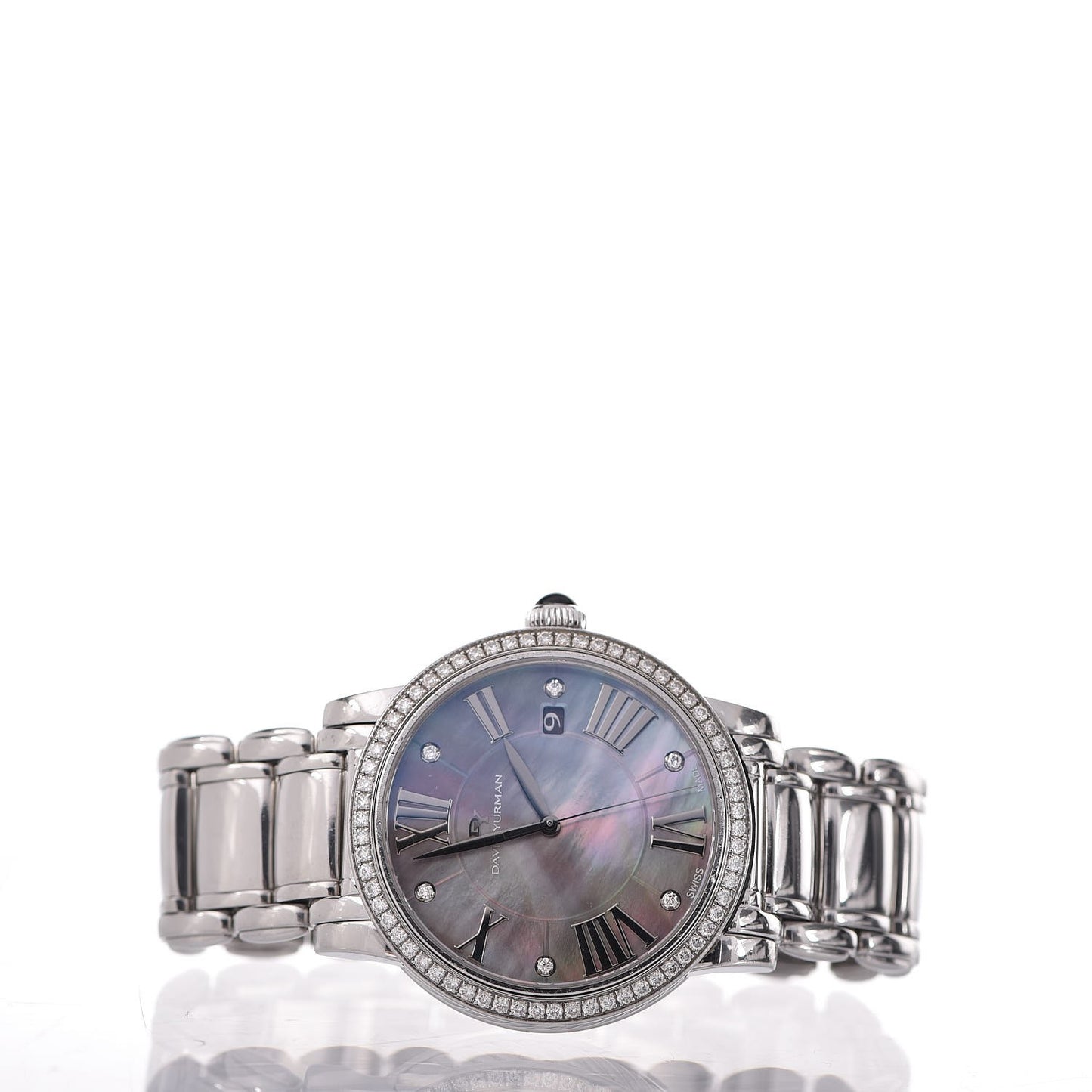 Stainless Steel Diamond Bezel Mother of Pearl 38mm Classic Quartz Watch