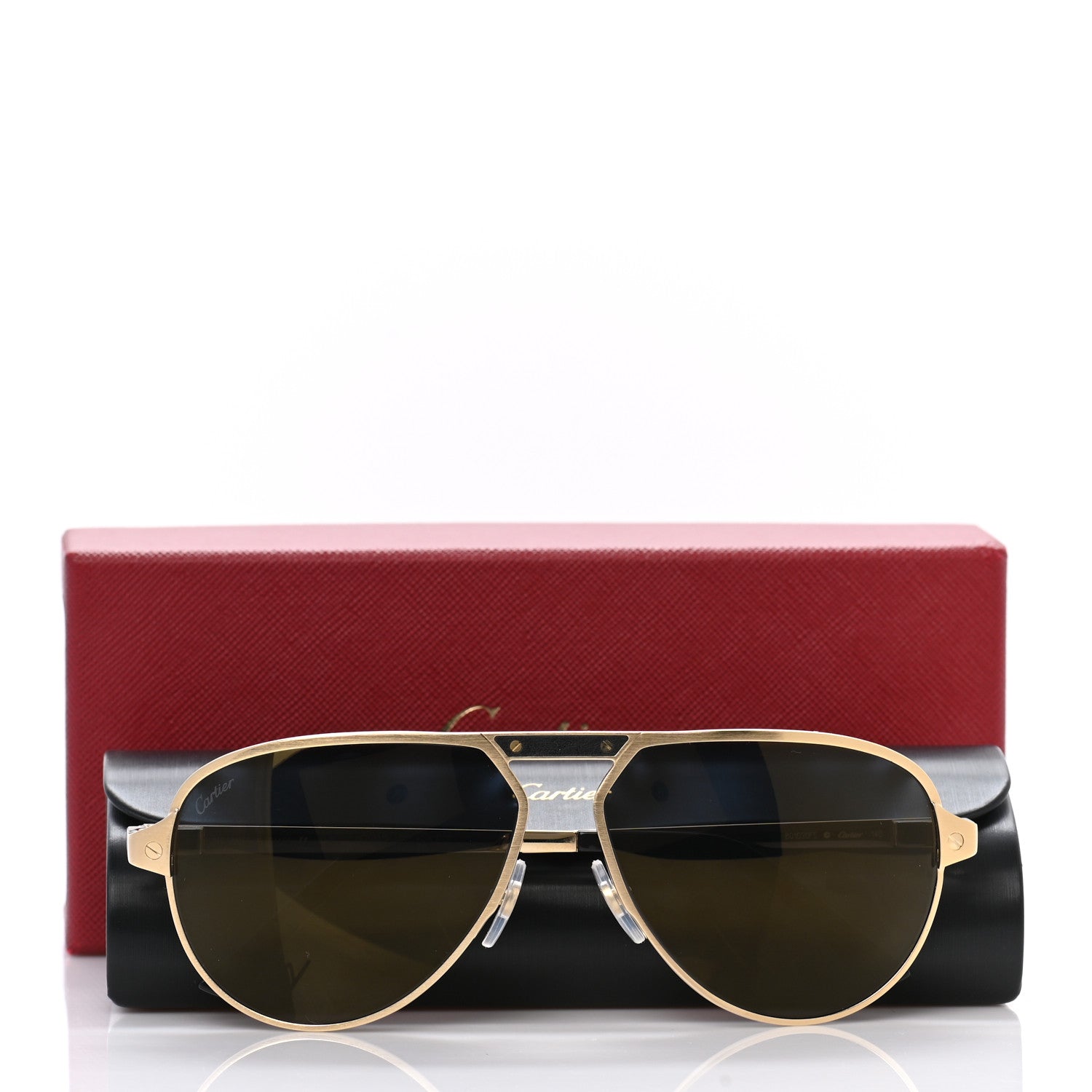 Cartier Santos de Cartier Sunglasses Gold Grey 10 of 10